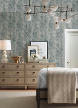 Wallpaper Textural Impremere Wallpaper // Blue & Green Metallic