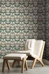 Wallpaper Tracery Blooms Wallpaper // Beige Metallic