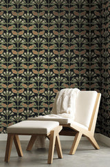 Wallpaper Tracery Blooms Wallpaper // Black Metallic