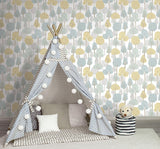 Wallpaper Treetops Peel & Stick Wallpaper // Aqua & Yellow