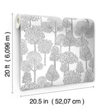 Wallpaper Treetops Peel & Stick Wallpaper // Grey