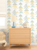 Wallpaper Triangles Peel & Stick Wallpaper // Aqua & Yellow