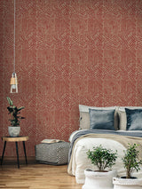 Wallpaper Tribal Print Wallpaper // Red & Tan