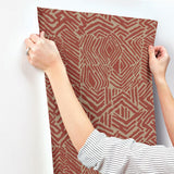 Wallpaper Tribal Print Wallpaper // Red & Tan