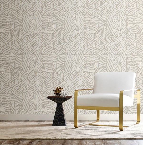 Wallpaper Tribal Print Wallpaper // Tan