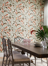 Wallpaper Tropical Love Birds Wallpaper // Grey