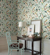 Wallpaper Tropical Love Birds Wallpaper // White & Coral