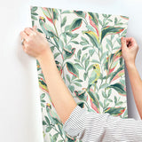 Wallpaper Tropical Love Birds Wallpaper // White & Coral