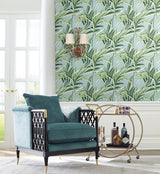 Wallpaper Tropical Paradise Wallpaper // Green & Light Blue