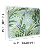 Wallpaper Tropical Paradise Wallpaper // Green & Light Blue