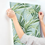Wallpaper Tropical Paradise Wallpaper // Green & Light Blue