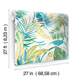 Wallpaper Tropical Toss Wallpaper // Aqua & Yellow