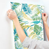Wallpaper Tropical Toss Wallpaper // Aqua & Yellow