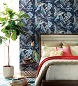 Wallpaper Tropical Toss Wallpaper // Navy