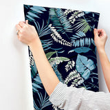 Wallpaper Tropical Toss Wallpaper // Navy