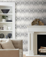 Wallpaper Tudor Diamond Damask Wallpaper // Black