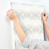 Wallpaper Tudor Diamond Damask Wallpaper // Grey