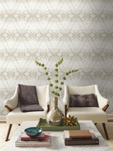 Wallpaper Tudor Diamond Damask Wallpaper // Off White