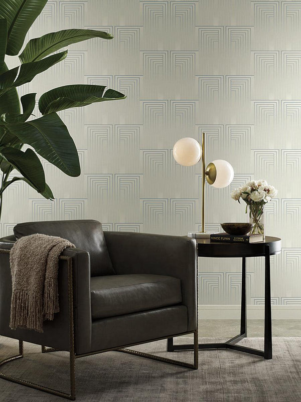 Wallpaper Vanishing Wallpaper // Dusty Blue & Silver