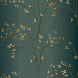 Wallpaper Vertical Blossoms Wallpaper // Teal Metallic