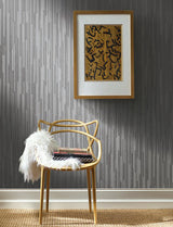 Wallpaper Vertical Plumb Wallpaper // Charcoal Metallic