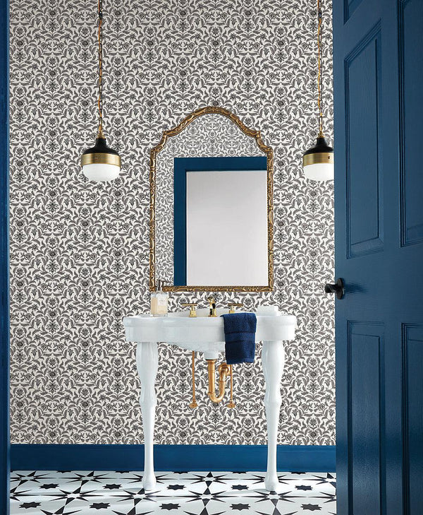 Wallpaper Vintage Blooms Wallpaper // Grey