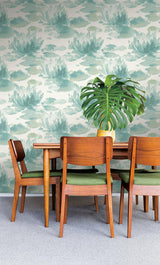 Wallpaper Water Lily Wallpaper // Blue