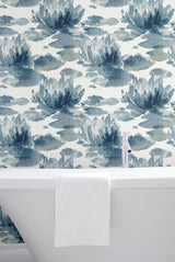 Wallpaper Water Lily Wallpaper // Dark Blue