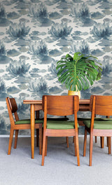 Wallpaper Water Lily Wallpaper // Dark Blue