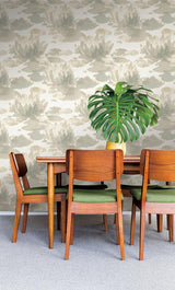 Wallpaper Water Lily Wallpaper // Grey