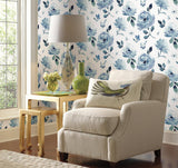 Wallpaper Watercolor Blooms Peel & Stick Wallpaper // Blue