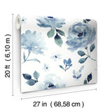 Wallpaper Watercolor Blooms Peel & Stick Wallpaper // Blue