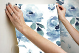 Wallpaper Watercolor Blooms Peel & Stick Wallpaper // Blue