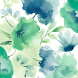 Wallpaper Watercolor Bouquet Wallpaper // Blue & Green