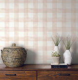 Wallpaper Watercolor Check Wallpaper // Pink & White