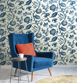 Wallpaper Watercolor Jacobean Wallpaper // Blue & White