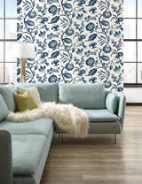 Wallpaper Watercolor Jacobean Wallpaper // Blue & White