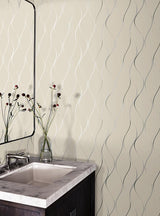 Wallpaper Wavy Stripe Wallpaper // Beige Metallic