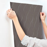 Wallpaper Wavy Stripe Wallpaper // Black Metallic