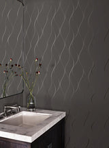 Wallpaper Wavy Stripe Wallpaper // Grey