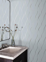 Wallpaper Wavy Stripe Wallpaper // Light Blue