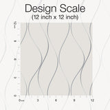 Wallpaper Wavy Stripe Wallpaper // Off White & Silver Metallic