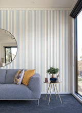 Wallpaper Wide Pinstripe Wallpaper // Blue