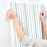 Wallpaper Wide Pinstripe Wallpaper // Blue