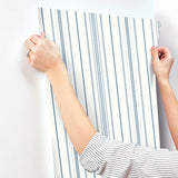 Wallpaper Wide Pinstripe Wallpaper // White & Blue