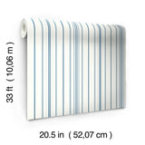 Wallpaper Wide Pinstripe Wallpaper // White & Blue