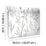 Wallpaper Wildflower Sprigs Wallpaper // Black & White