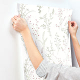 Wallpaper Wildflower Sprigs Wallpaper // Pink & Green