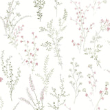 Wallpaper Wildflower Sprigs Wallpaper // Pink & Green