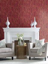 Wallpaper Willow Branches Wallpaper // Red & Black